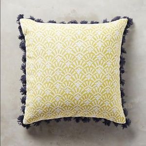 2 Anthropologie folding fans pillows - chartreuse and navy pair